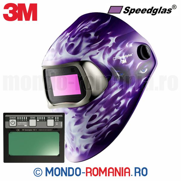 Echipament sudura - Masca de sudura 3M SPEEDGLAS 100V Steel EYES cu prindere pe cap si geam optoelectronic 